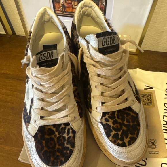 Golden Goose Leopard Print Sneakers with Silver and White Accents - Picture 9 of 15